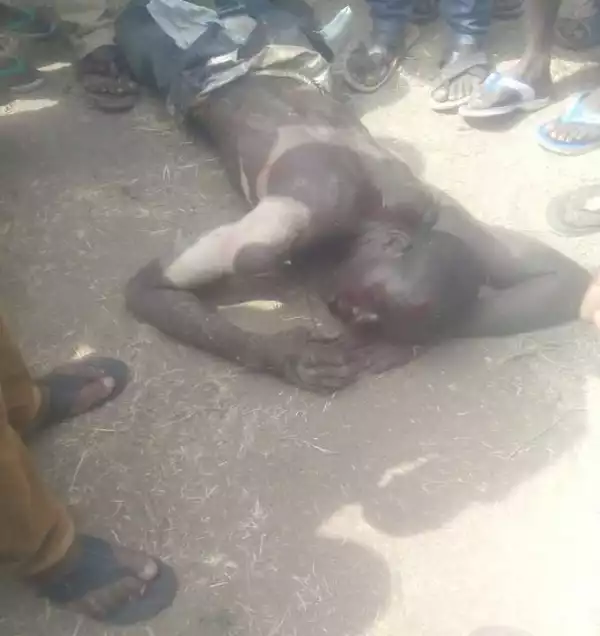 Man Beaten To Stupor For Stealing A Motorcycle In Benue State (Photos)